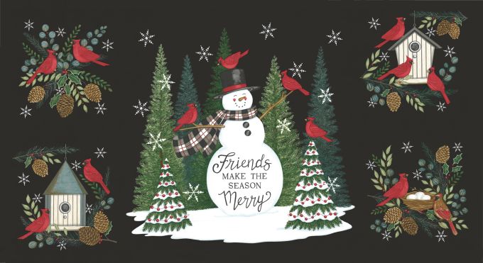 Pannello  Winter Friends fondo nero 56139 18